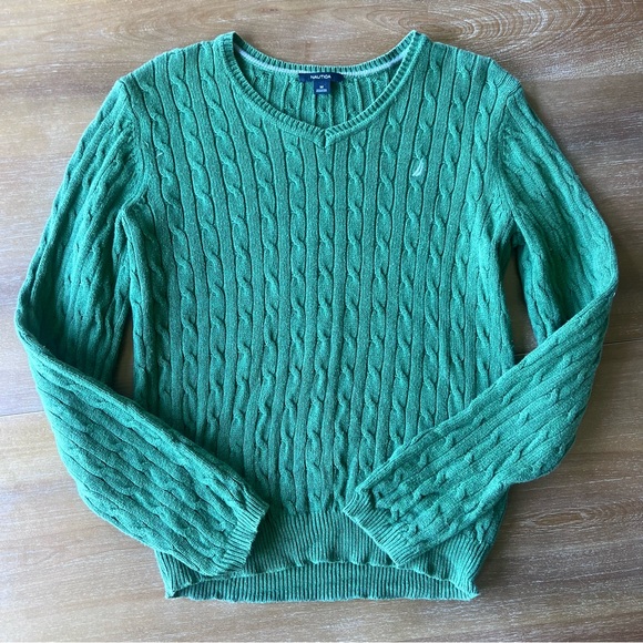Nautica Green Cable Knit Sweater - Picture 1 of 4
